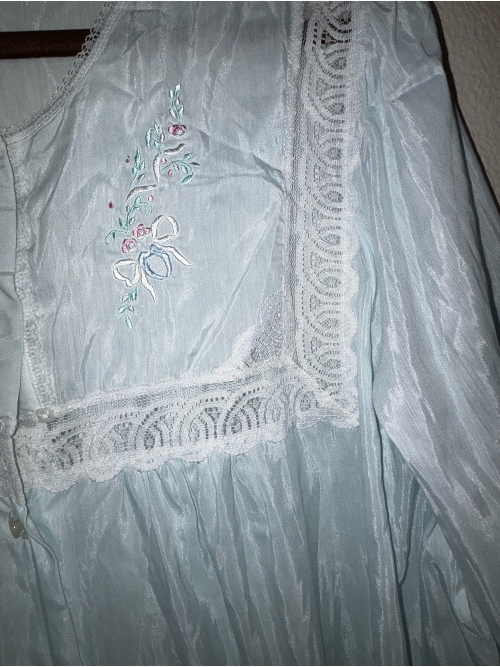Vintage Barbizon Nightgown Blue Embroidered Cottagecore‎ Prairie Midi size SP - Picture 8 of 11